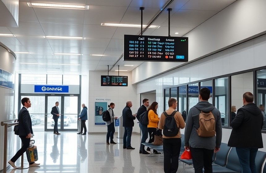 Pantalla de llamado de turnos en un salón de atención