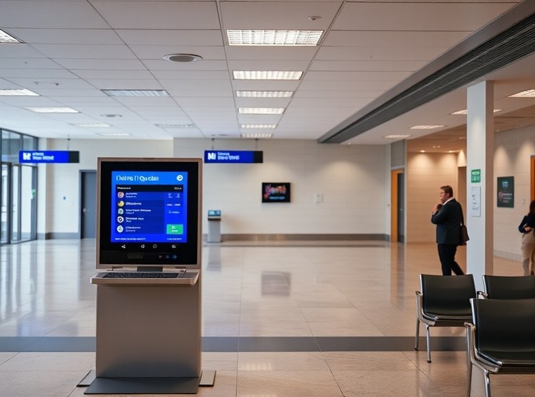 Sala de espera ordenada con sistema de turnos