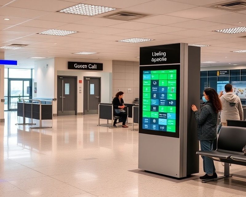 Dispensador de turnos en el hall de atención